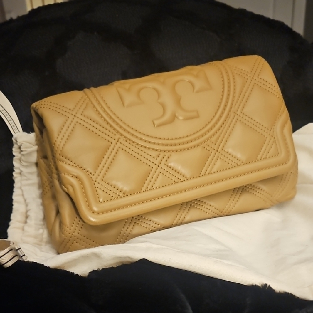 Tan Quilted Leather Clutch
